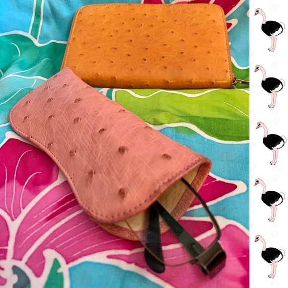 Vintage Ostrich Leather Wallet & Eyeglass Case - Picture 2 of 13